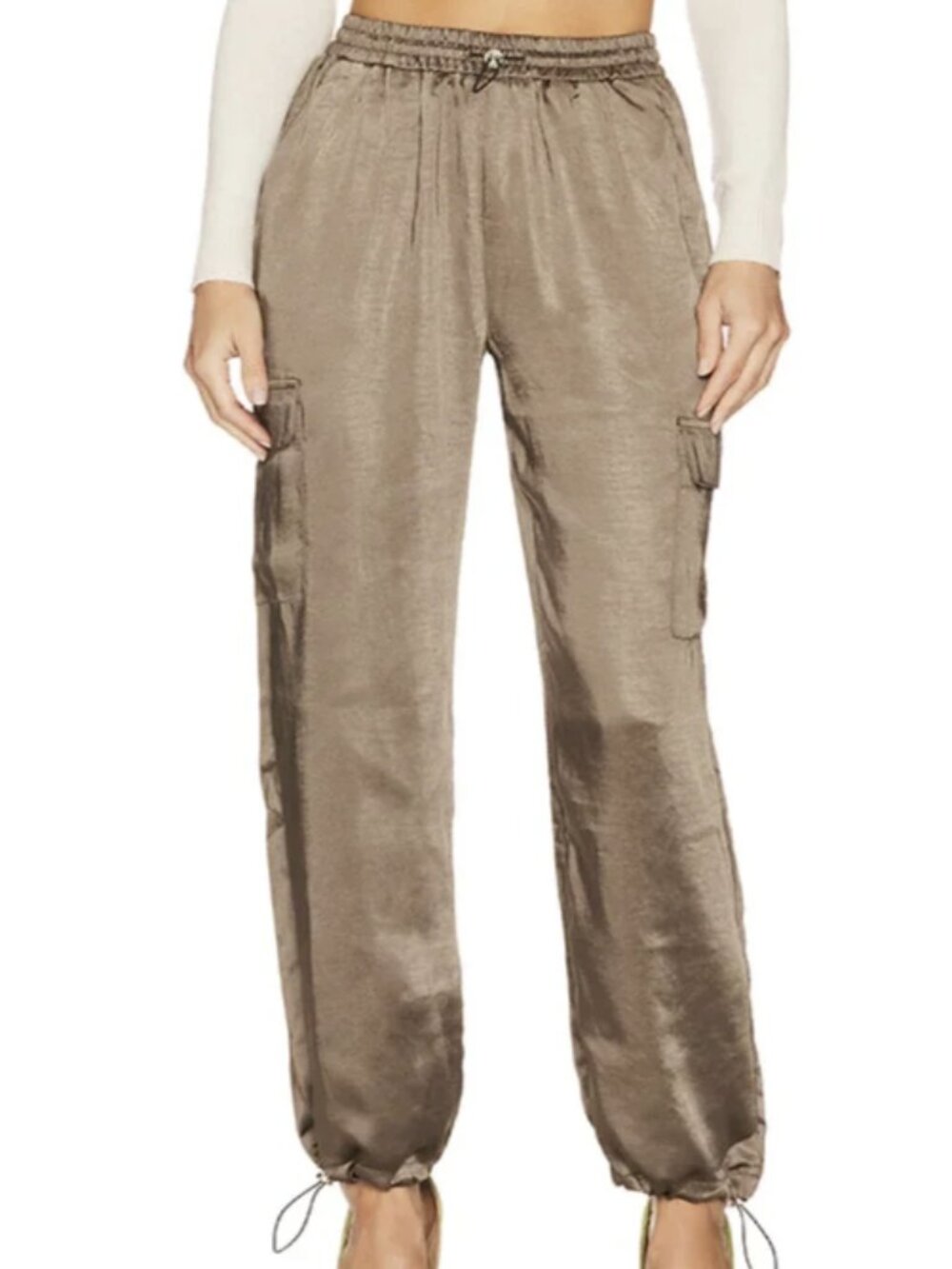Revolve Superdown Rita Metallic Satin Cargo Pants - Size Small - Retail $178